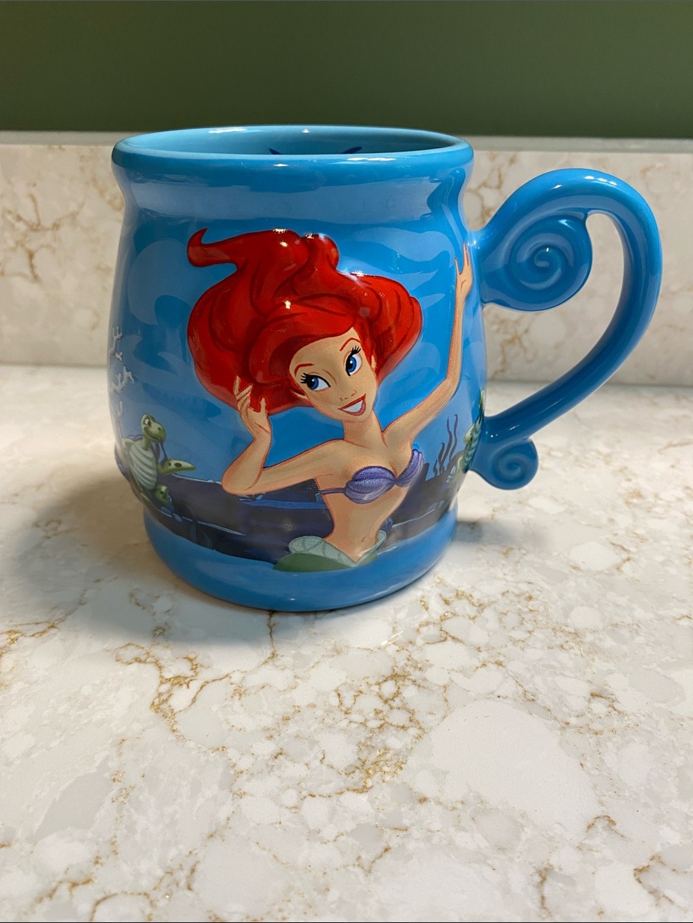 Disney Blue Ariel Ceramic Mug with Red Hair Design